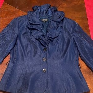 Adrianna Papell Navy Ruffled Blazer